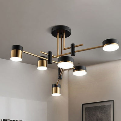 Contemporary Luxury Iron Frame Acrylic Round Shade LED Chandelier For Living Room