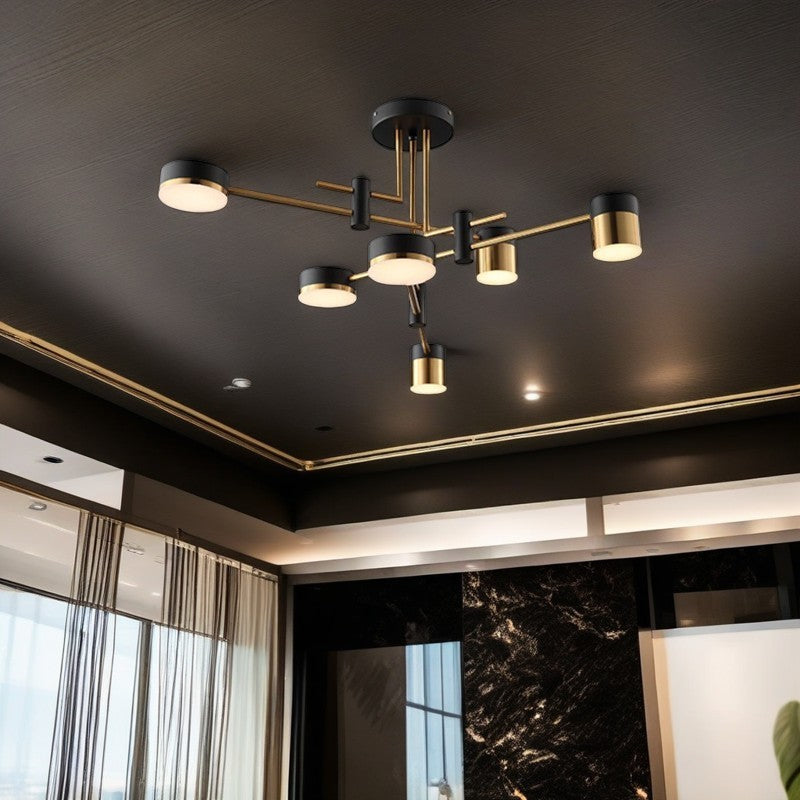 Contemporary Luxury Iron Frame Acrylic Round Shade LED Chandelier For Living Room