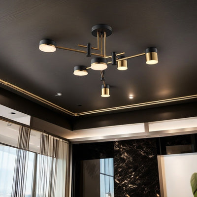 Contemporary Luxury Iron Frame Acrylic Round Shade LED Chandelier For Living Room