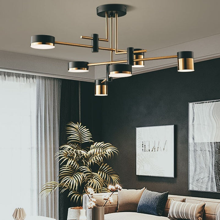 Contemporary Luxury Iron Frame Acrylic Round Shade LED Chandelier For Living Room
