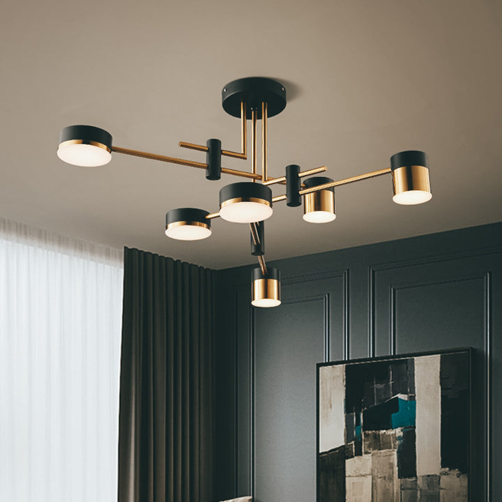Contemporary Luxury Iron Frame Acrylic Round Shade LED Chandelier For Living Room