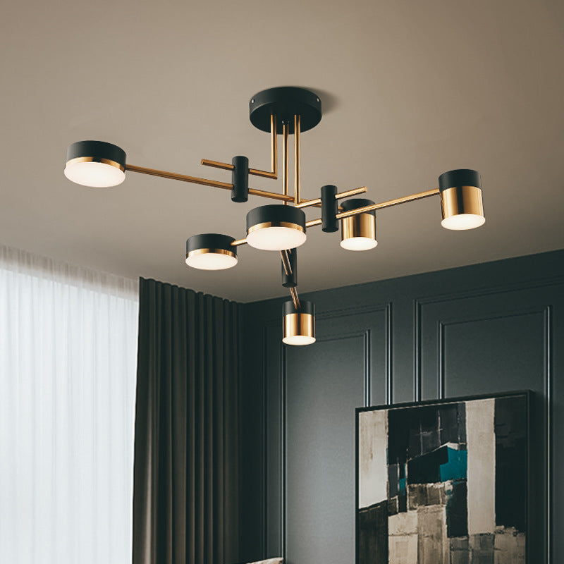 Contemporary Luxury Iron Frame Acrylic Round Shade LED Chandelier For Living Room
