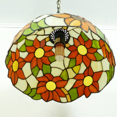 Traditionelle Tiffany-Sonnenblume-Buntglas-Kuppel Eisen 1/2-Licht Pendelleuchte für Esszimmer 