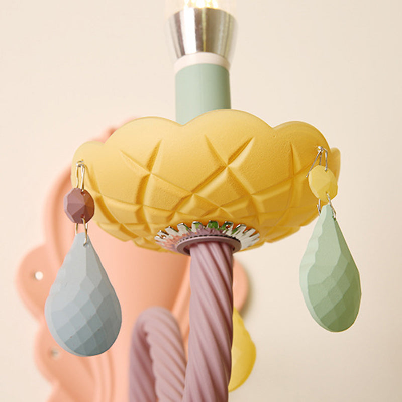 Zeitgenössische kreative Macaron-farbene Kerzenhalter Aluminium Glas 1/2-Licht Wandleuchte für Schlafzimmer 