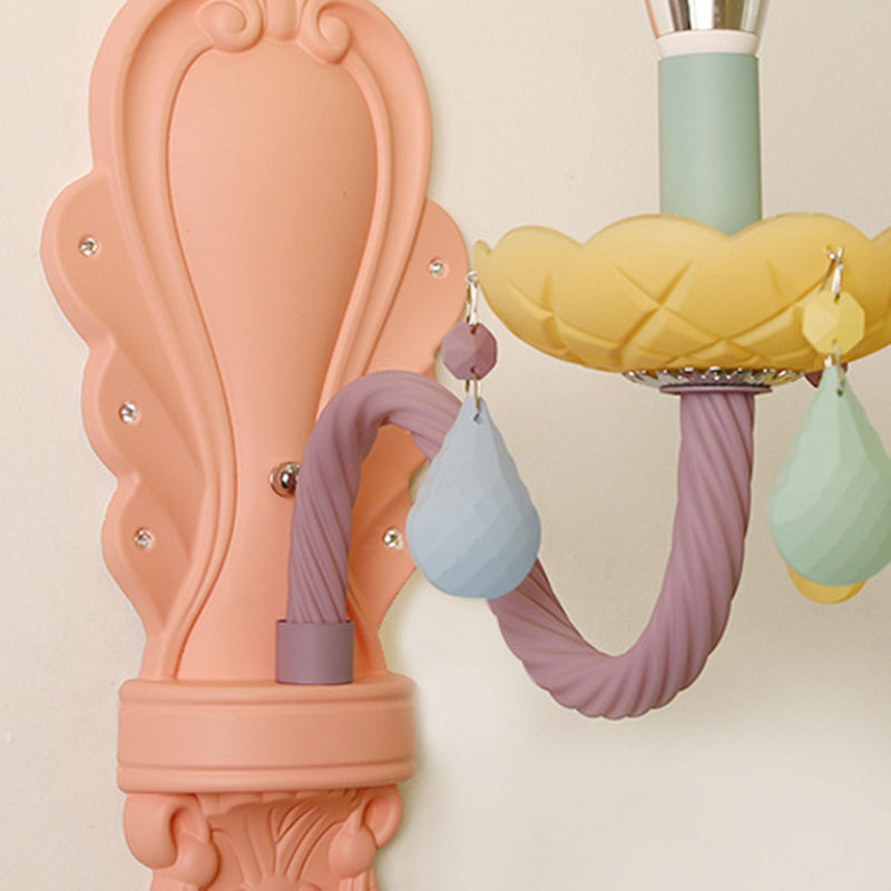 Zeitgenössische kreative Macaron-farbene Kerzenhalter Aluminium Glas 1/2-Licht Wandleuchte für Schlafzimmer 