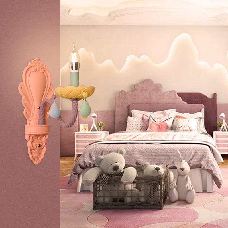 Zeitgenössische kreative Macaron-farbene Kerzenhalter Aluminium Glas 1/2-Licht Wandleuchte für Schlafzimmer 