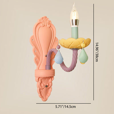 Zeitgenössische kreative Macaron-farbene Kerzenhalter Aluminium Glas 1/2-Licht Wandleuchte für Schlafzimmer 