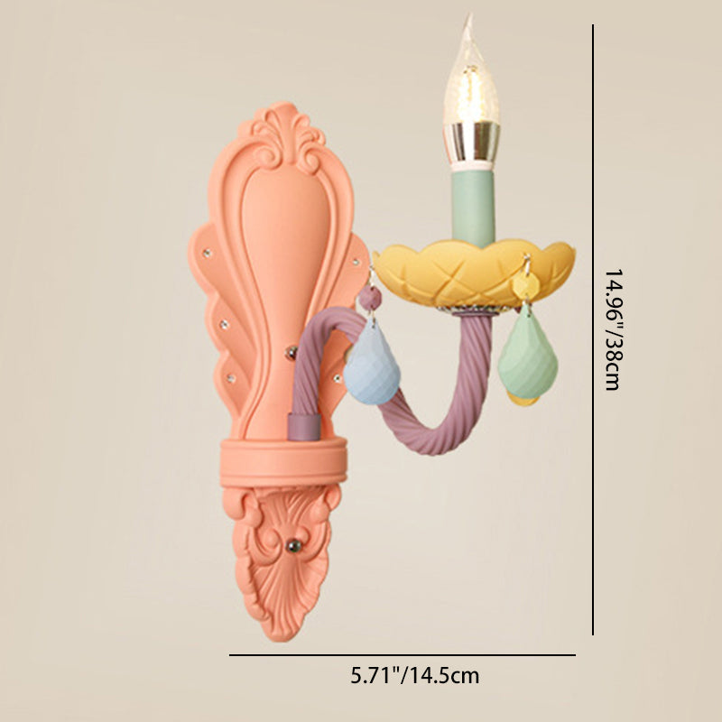 Zeitgenössische kreative Macaron-farbene Kerzenhalter Aluminium Glas 1/2-Licht Wandleuchte für Schlafzimmer 