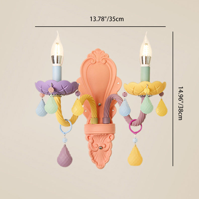 Zeitgenössische kreative Macaron-farbene Kerzenhalter Aluminium Glas 1/2-Licht Wandleuchte für Schlafzimmer 