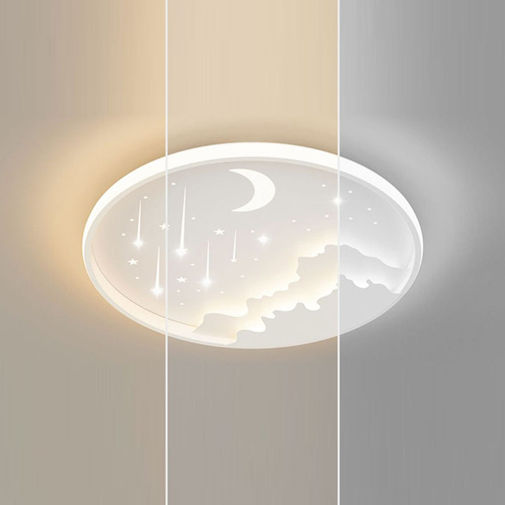 Plafonnier LED rond en acrylique fer météore lune créative contemporaine pour chambre 