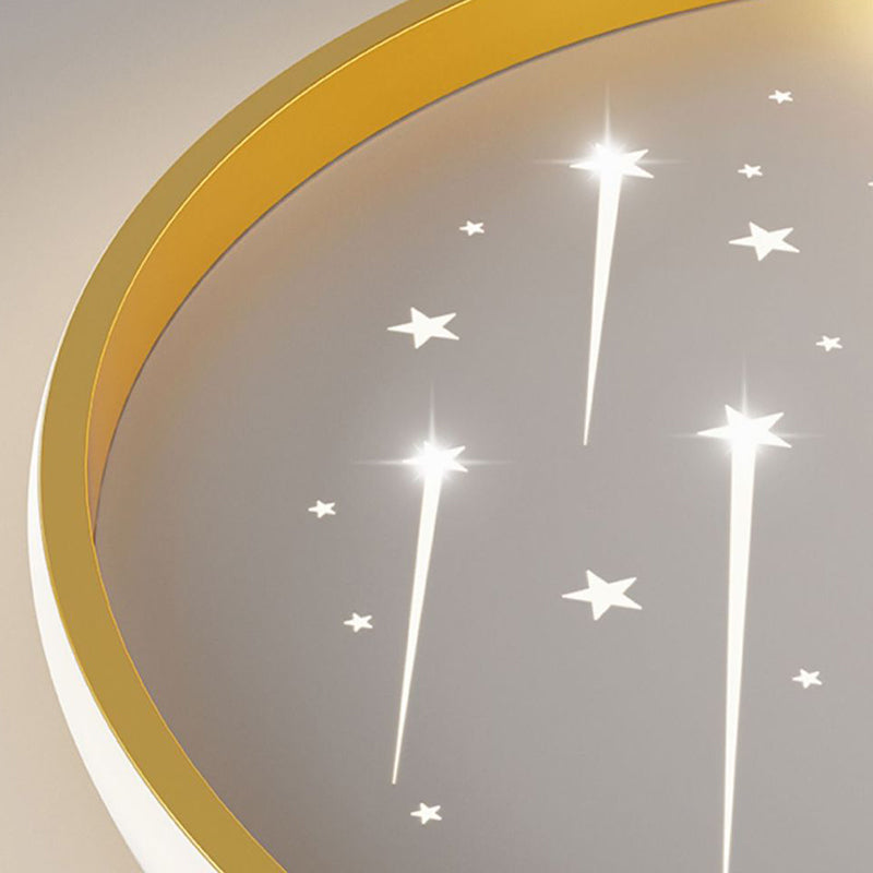 Plafonnier LED rond en acrylique fer météore lune créative contemporaine pour chambre 