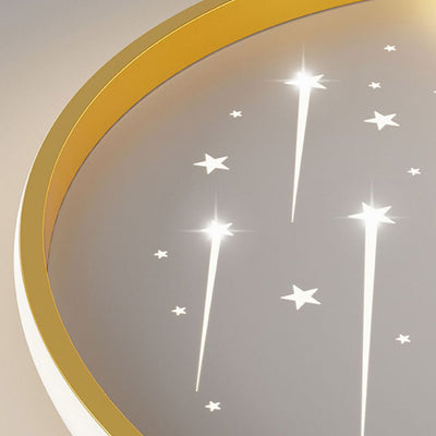 現代創造的な月流星鉄アクリルラウンドLEDフラッシュマウント天井ライト（寝室用） 