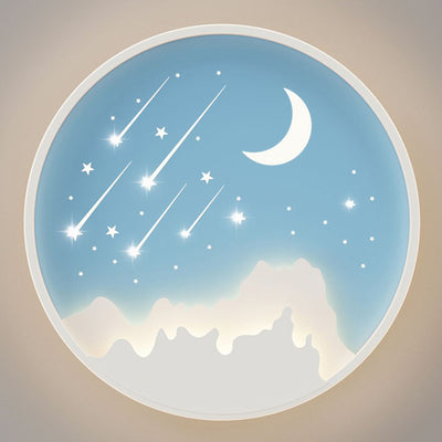 現代創造的な月流星鉄アクリルラウンドLEDフラッシュマウント天井ライト（寝室用） 