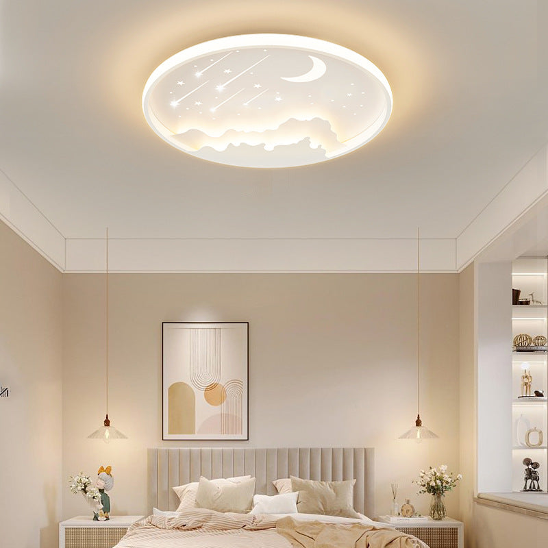 Plafonnier LED rond en acrylique fer météore lune créative contemporaine pour chambre 