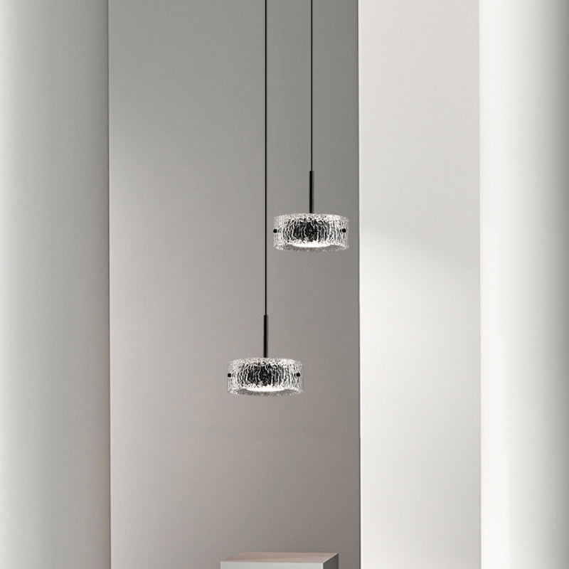 Zeitgenössische skandinavische Zylinderharz-Aluminium-LED-Pendelleuchte für das Wohnzimmer 