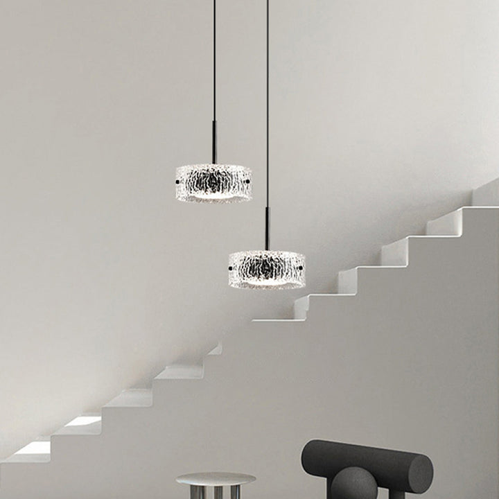 Zeitgenössische skandinavische Zylinderharz-Aluminium-LED-Pendelleuchte für das Wohnzimmer 