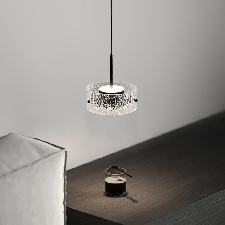 Zeitgenössische skandinavische Zylinderharz-Aluminium-LED-Pendelleuchte für das Wohnzimmer 