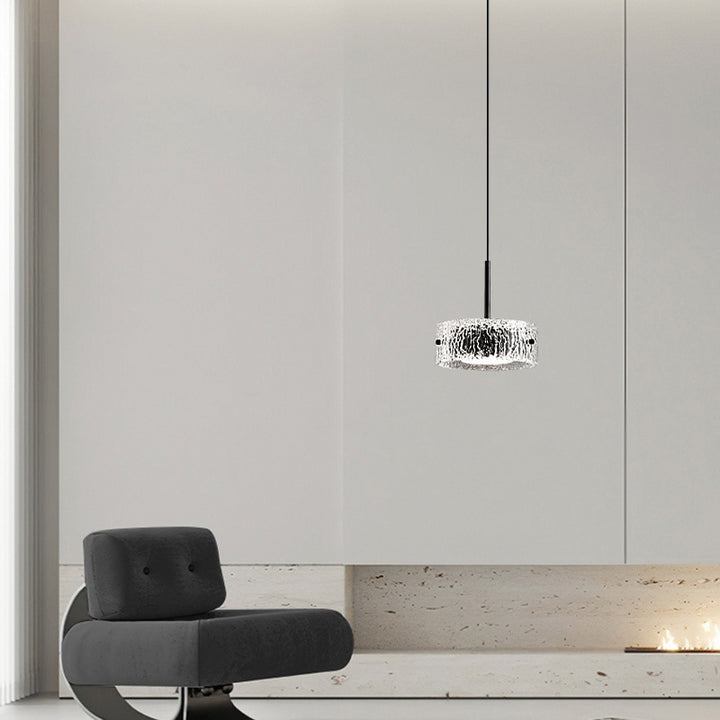 Zeitgenössische skandinavische Zylinderharz-Aluminium-LED-Pendelleuchte für das Wohnzimmer 