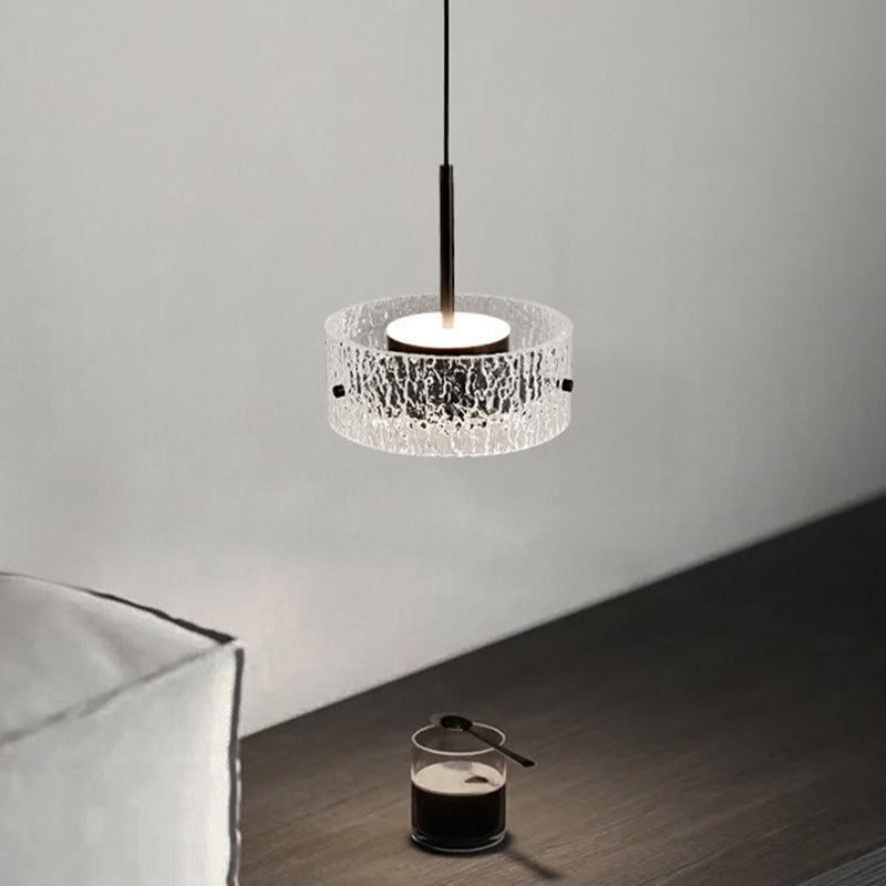 Zeitgenössische skandinavische Zylinderharz-Aluminium-LED-Pendelleuchte für das Wohnzimmer 