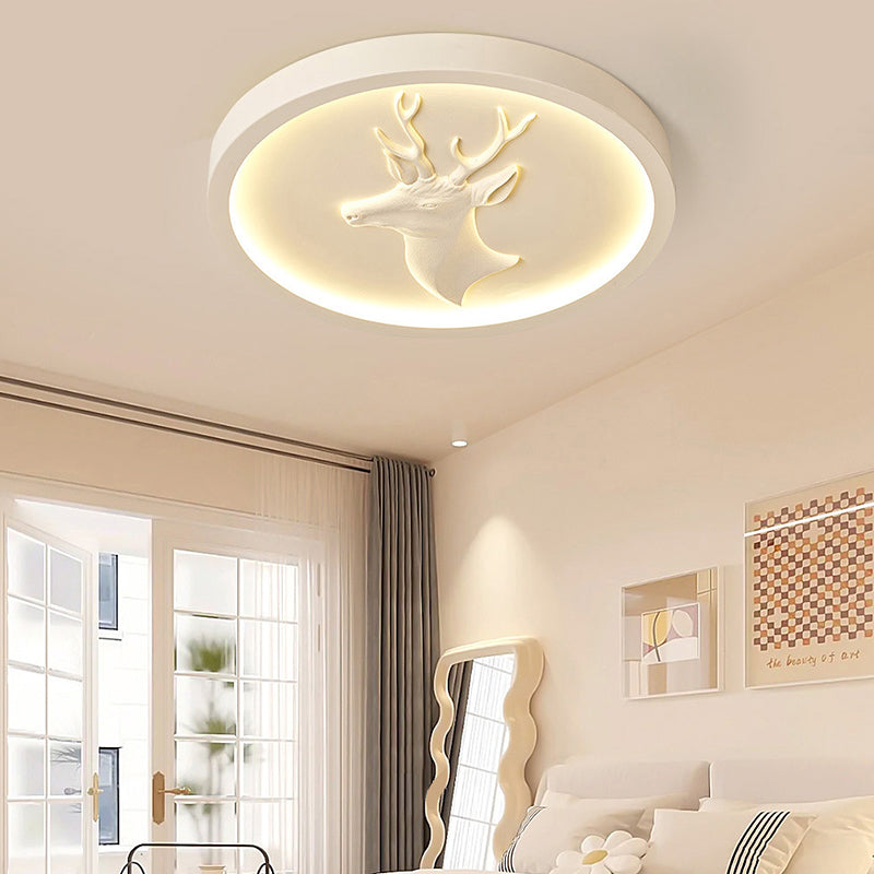 Moderna lámpara de techo LED empotrada redonda de resina acrílica con asta ecléctica para dormitorio 