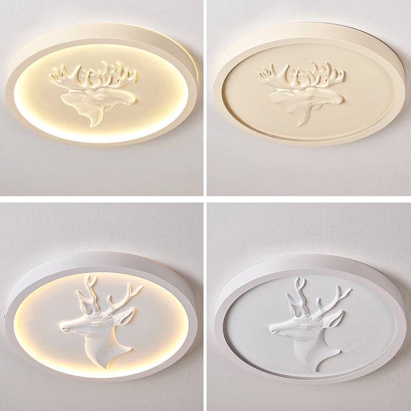 Moderna lámpara de techo LED empotrada redonda de resina acrílica con asta ecléctica para dormitorio 
