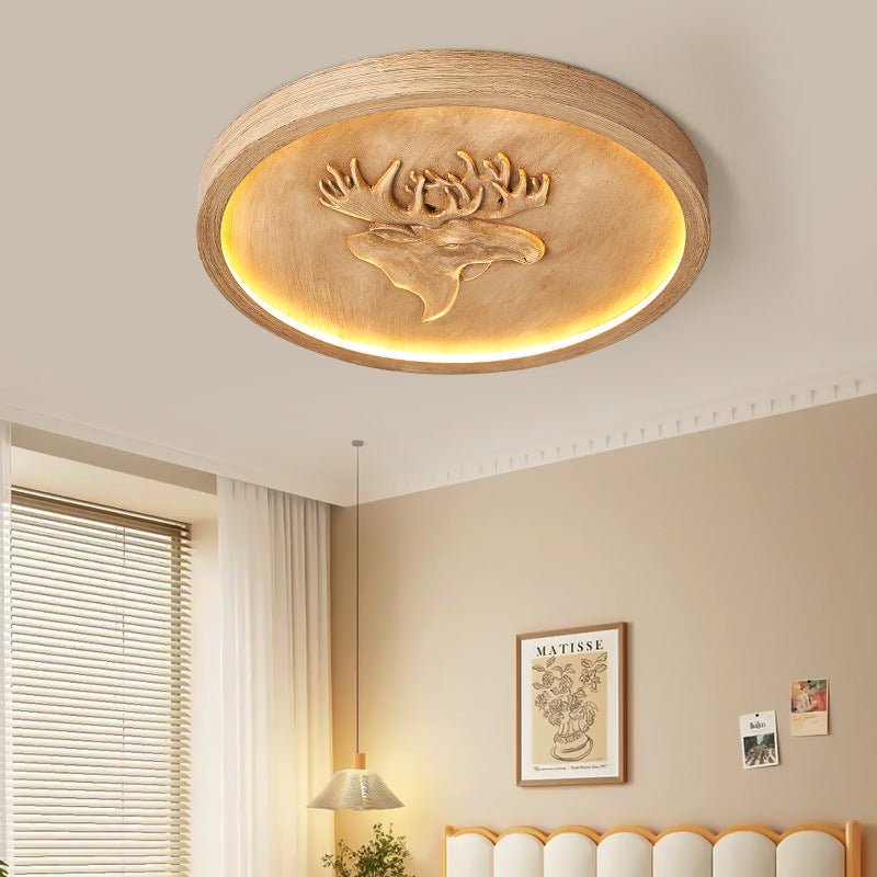 Moderna lámpara de techo LED empotrada redonda de resina acrílica con asta ecléctica para dormitorio 