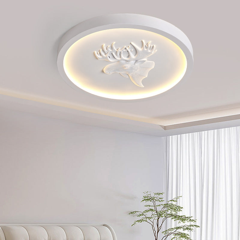 Moderna lámpara de techo LED empotrada redonda de resina acrílica con asta ecléctica para dormitorio 