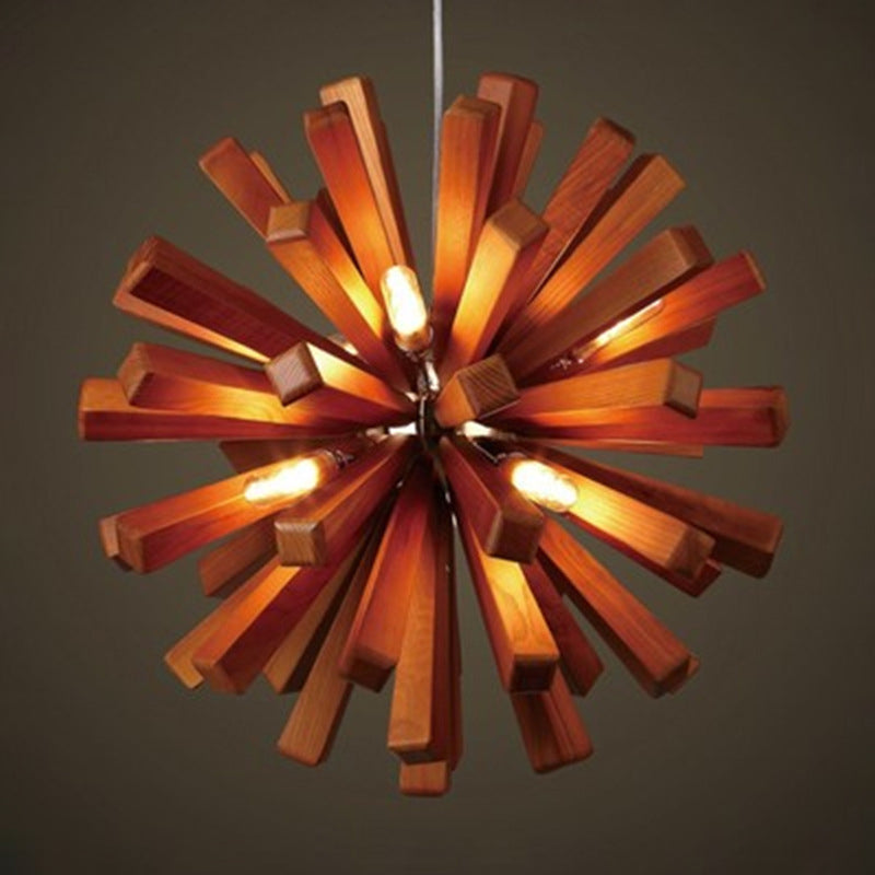 Suspension contemporaine créative en bois massif à 10 lumières pour salon 