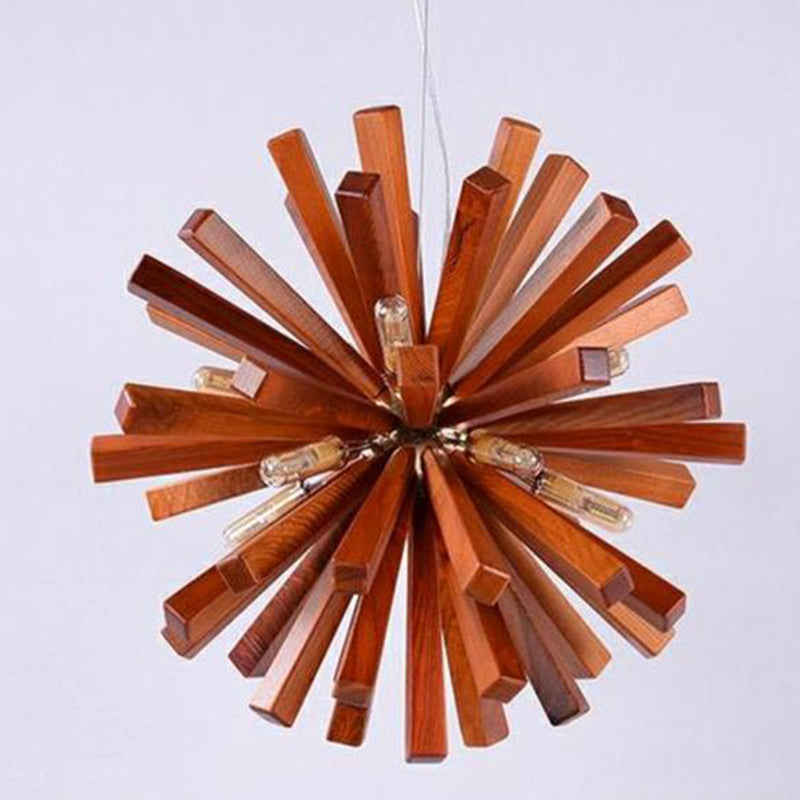 Suspension contemporaine créative en bois massif à 10 lumières pour salon 