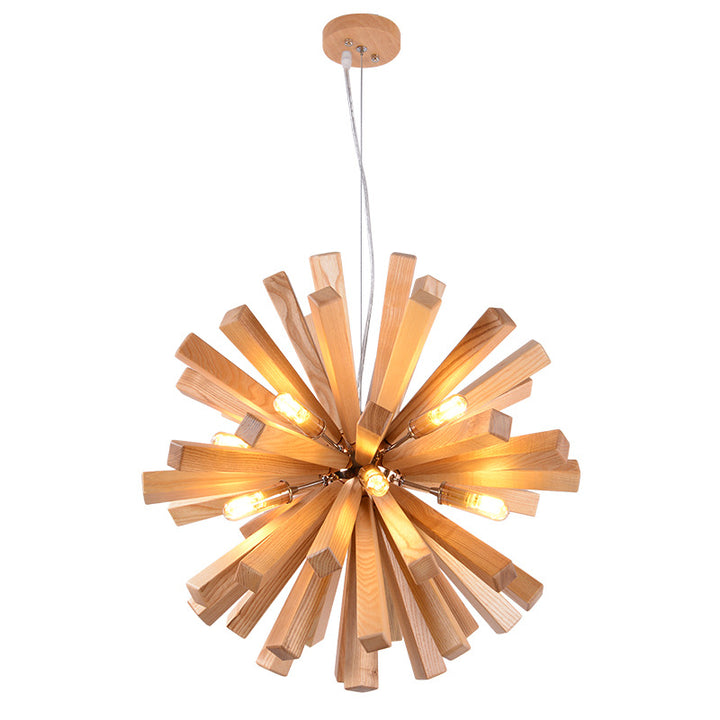 Suspension contemporaine créative en bois massif à 10 lumières pour salon 