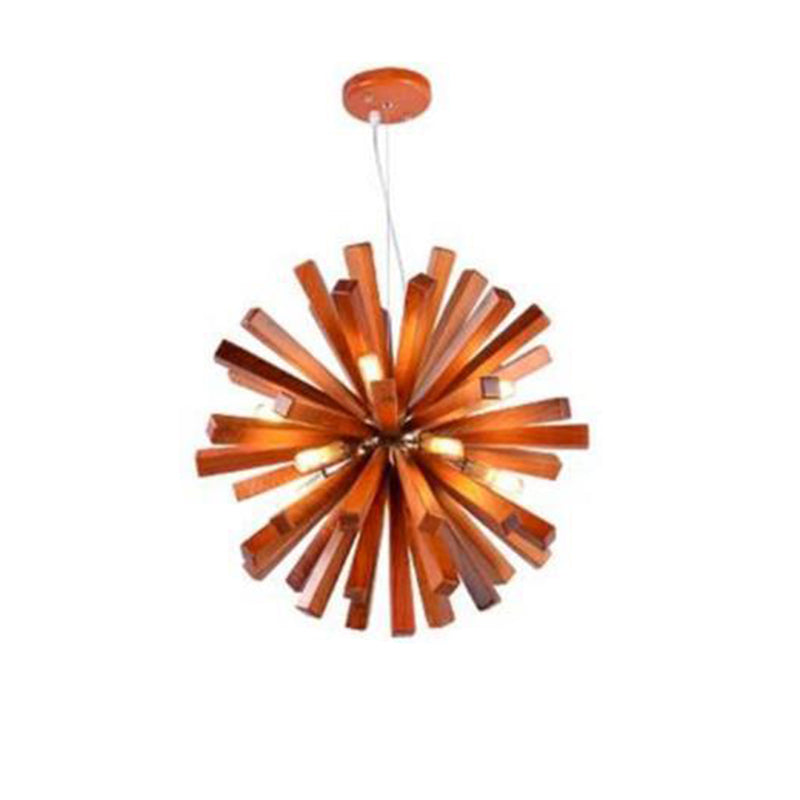 Suspension contemporaine créative en bois massif à 10 lumières pour salon 