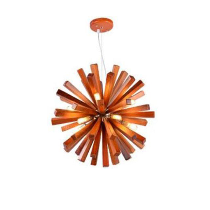Suspension contemporaine créative en bois massif à 10 lumières pour salon 