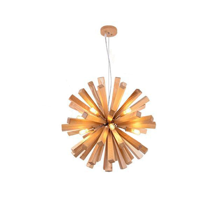 Suspension contemporaine créative en bois massif à 10 lumières pour salon 