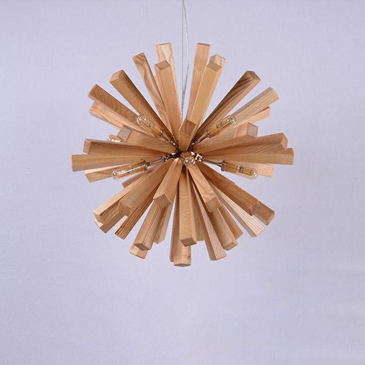 Suspension contemporaine créative en bois massif à 10 lumières pour salon 