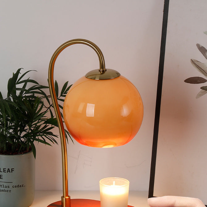 Lampe de table à cire fondue 1 lumière en bois massif avec abat-jour en verre moderne de transition pour chevet 