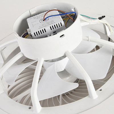 Zeitgenössischer skandinavischer runder Eisen-Massivholz-LED-leiser halb bündiger Deckenventilator mit Licht für das Schlafzimmer 
