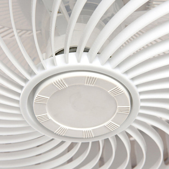 Contemporary Scandinavian Round Iron Solid Wood LED Silent Semi-Flush Mount Ceiling Fan Light For Bedroom