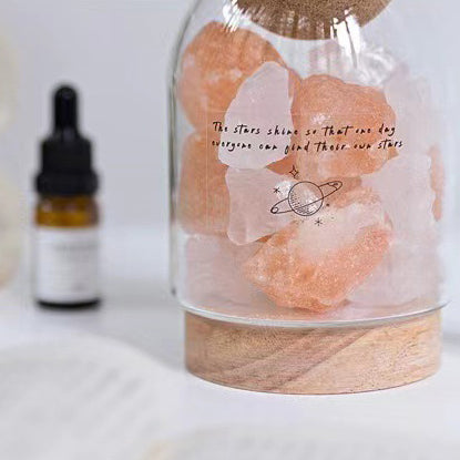 Traditional French Cork Base Decorative Ore Stone Aromatherapy Essential Oil Diffuser LED Night Light For Bedroom