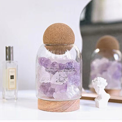 Traditional French Cork Base Decorative Ore Stone Aromatherapy Essential Oil Diffuser LED Night Light For Bedroom