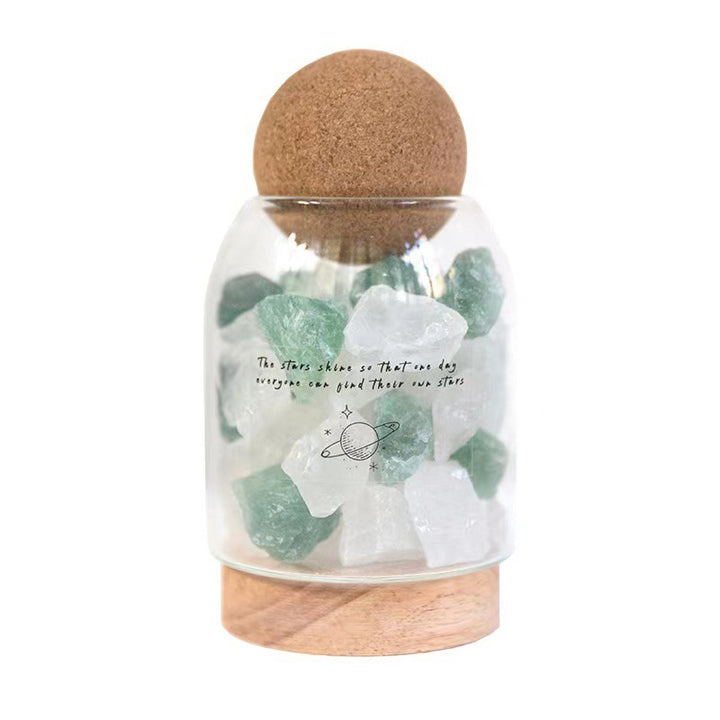 Traditional French Cork Base Decorative Ore Stone Aromatherapy Essential Oil Diffuser LED Night Light For Bedroom