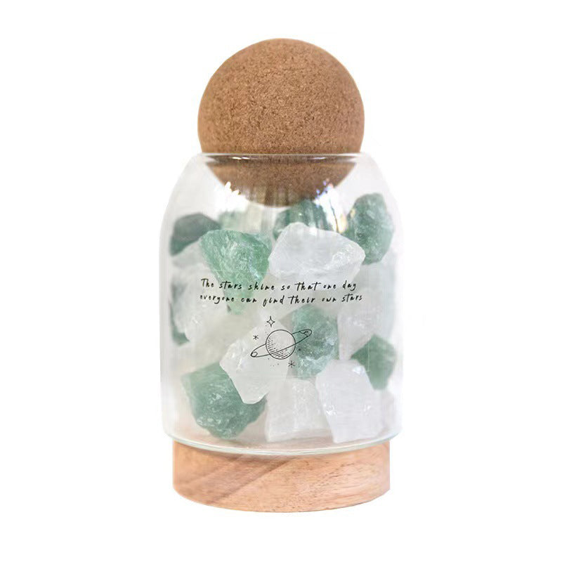 Traditional French Cork Base Decorative Ore Stone Aromatherapy Essential Oil Diffuser LED Night Light For Bedroom