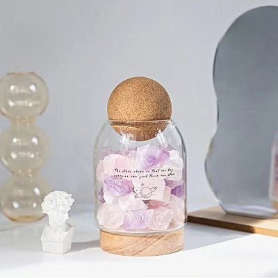 Traditional French Cork Base Decorative Ore Stone Aromatherapy Essential Oil Diffuser LED Night Light For Bedroom
