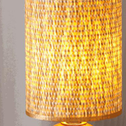Contemporary Boho Fabric Cylinder Shade Ceramic Base 1-Light Table Lamp For Study