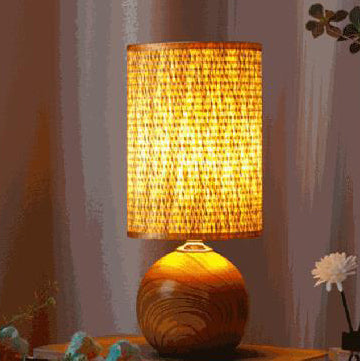 Zeitgenössische Boho Stoffzylinder Schirm Keramikbasis 1-Licht Tischlampe für das Studium 