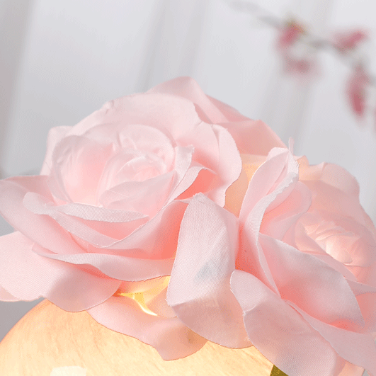 Modern Art Deco Simulated Rose Flower Glass Planet Shade USB Rechargeable LED Table Lamp Night Light For Bedroom