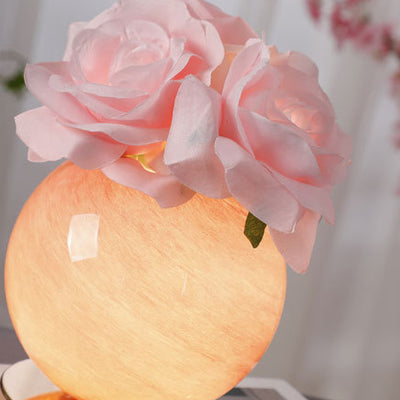 Moderne Art Deco Simulierte Rosenblume Glas Planeten-Schirm USB Wiederaufladbare LED Tischlampe Nachtlicht Für Schlafzimmer 