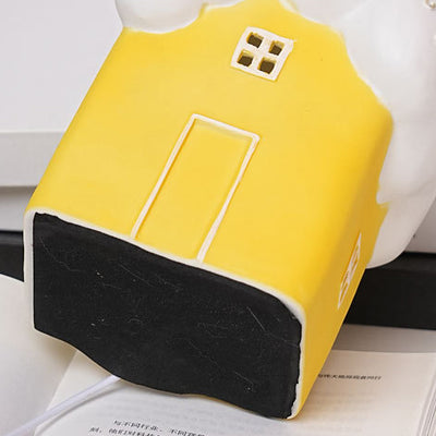 Zeitgenössische kreative Keramik niedliches Schneehäuschen USB LED Tischlampe Nachtlicht für Schlafzimmer 