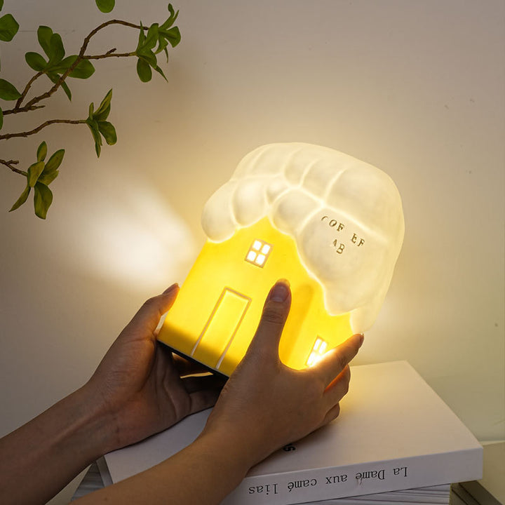 Lámpara de Mesa USB LED de Nieve Linda de Cerámica Creativa Contemporánea para Dormitorio 