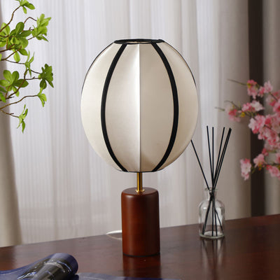 Moderne Mid-Century Stoff-Lampenschirm aus massivem Holz 1-Licht Tischlampe für das Studium 