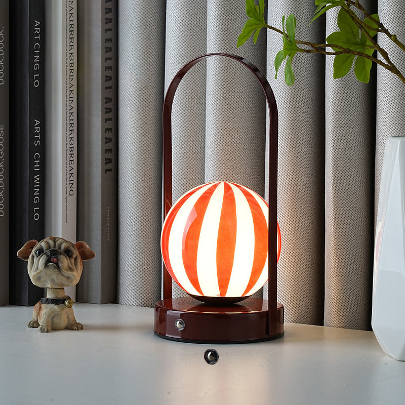 Contemporary Creative Glass Ball Shade Iron LED Portable Table Lamp Night Light For Bedroom
